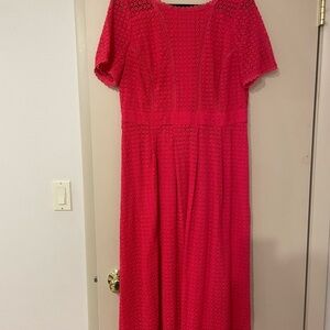 Lipstick pink cotton lace dress